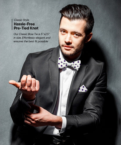 Polka Dot Bow Tie & Pocket Square in a Box by Vittorio Farina (bh - 0014) for Independent Retail Stores by Dubal Brothers