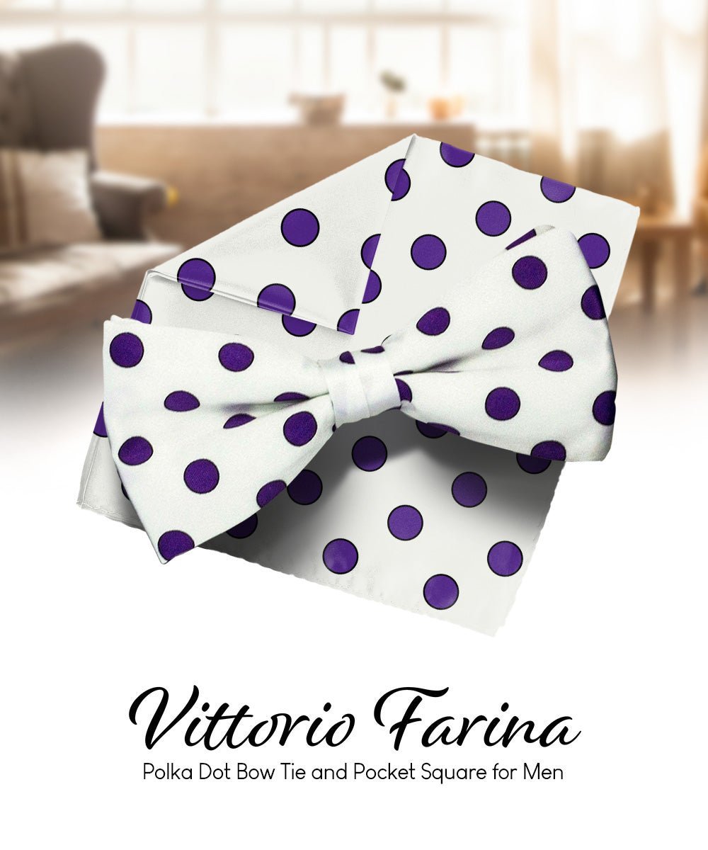 Polka Dot Bow Tie & Pocket Square in a Box by Vittorio Farina (bh - 0014) for Independent Retail Stores by Dubal Brothers