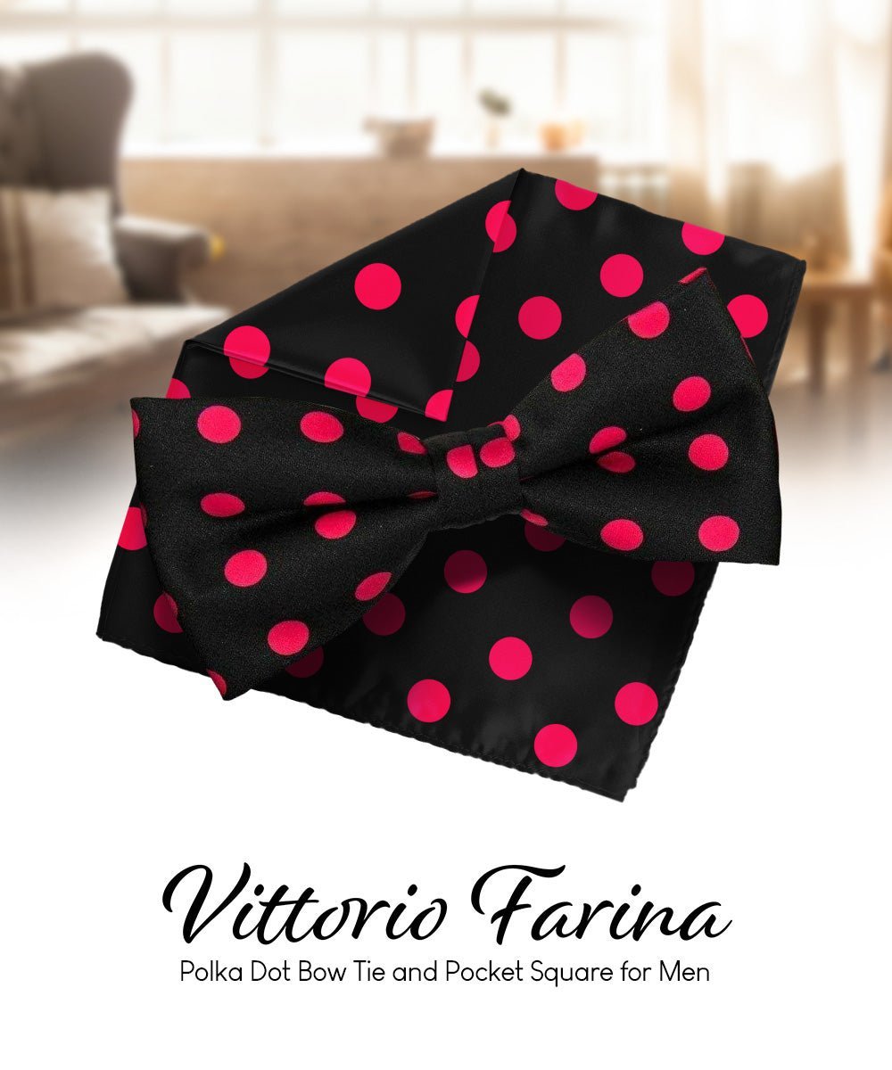Polka Dot Bow Tie & Pocket Square in a Box by Vittorio Farina (bh - 0016) for Independent Retail Stores by Dubal Brothers