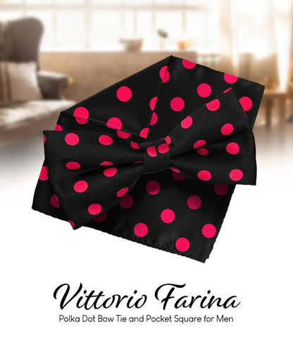Polka Dot Bow Tie & Pocket Square in a Box by Vittorio Farina (bh - 0016) for Independent Retail Stores by Dubal Brothers