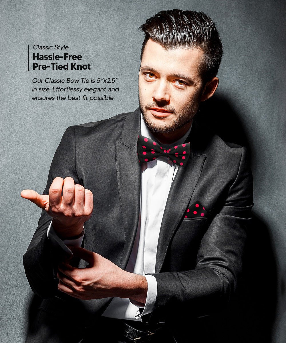 Polka Dot Bow Tie & Pocket Square in a Box by Vittorio Farina (bh - 0016) for Independent Retail Stores by Dubal Brothers