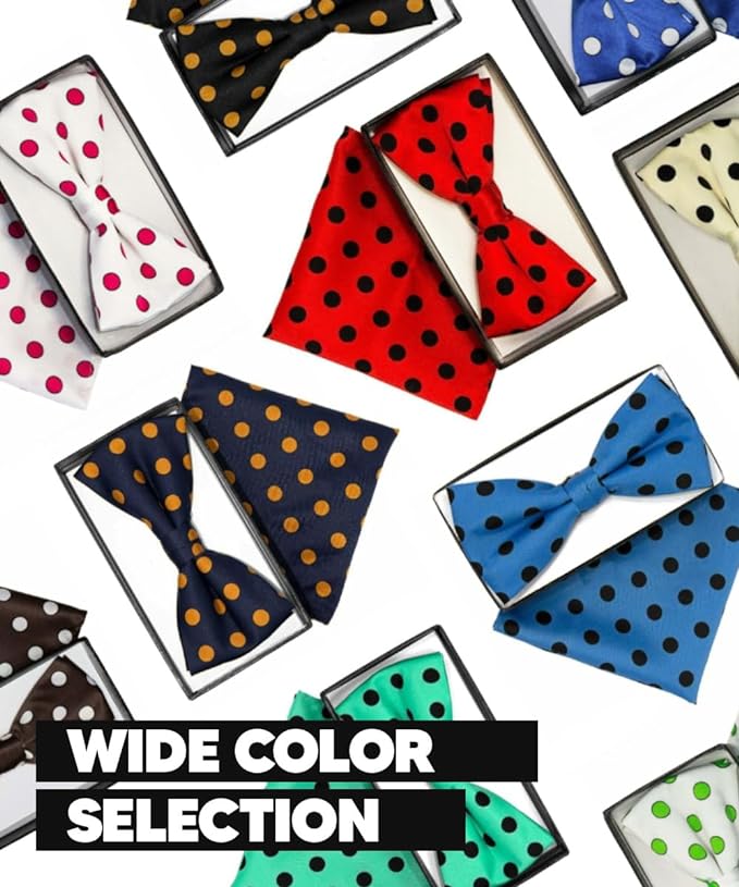 Polka Dot Bow Tie & Pocket Square in a Box by Vittorio Farina (bh - 0017) for Independent Retail Stores by Dubal Brothers