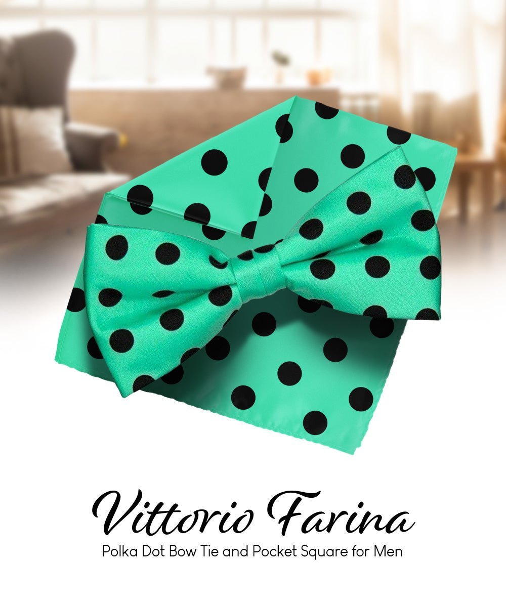 Polka Dot Bow Tie & Pocket Square in a Box by Vittorio Farina (bh - 0017) for Independent Retail Stores by Dubal Brothers