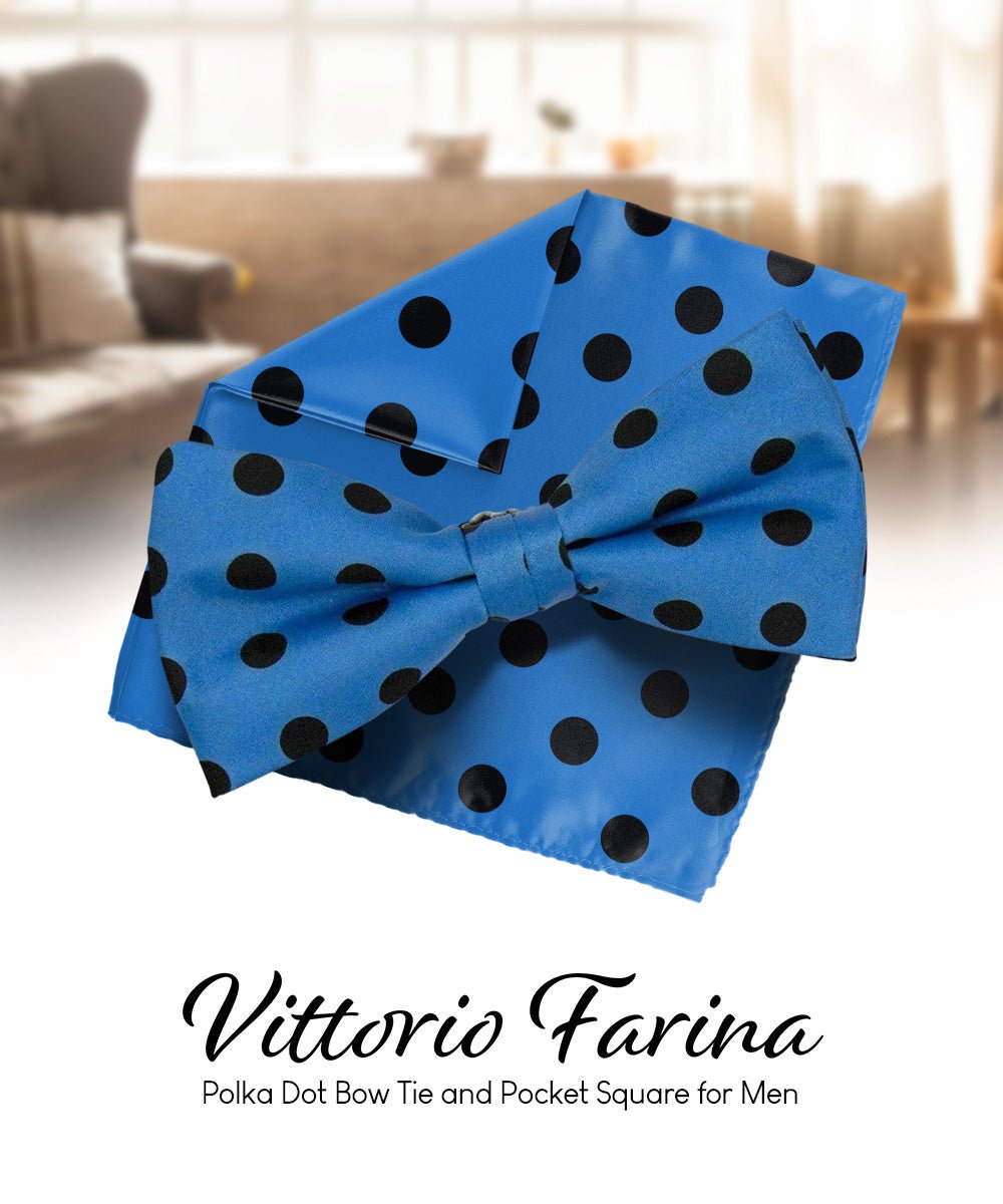 Polka Dot Bow Tie & Pocket Square in a Box by Vittorio Farina (bh - 0019) for Independent Retail Stores by Dubal Brothers