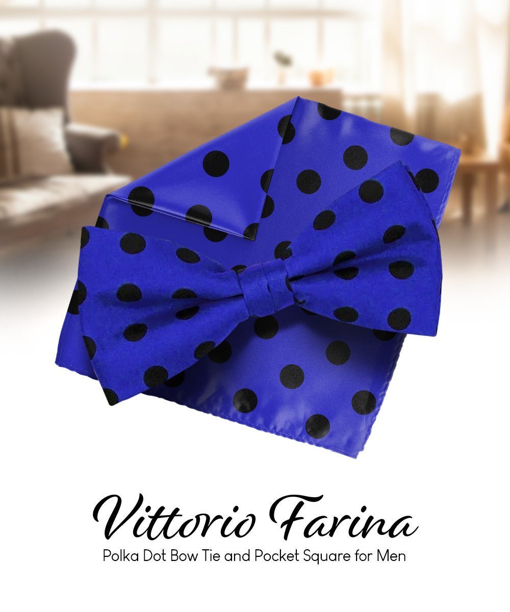 Polka Dot Bow Tie & Pocket Square in a Box by Vittorio Farina (bh - 0020) for Independent Retail Stores by Dubal Brothers