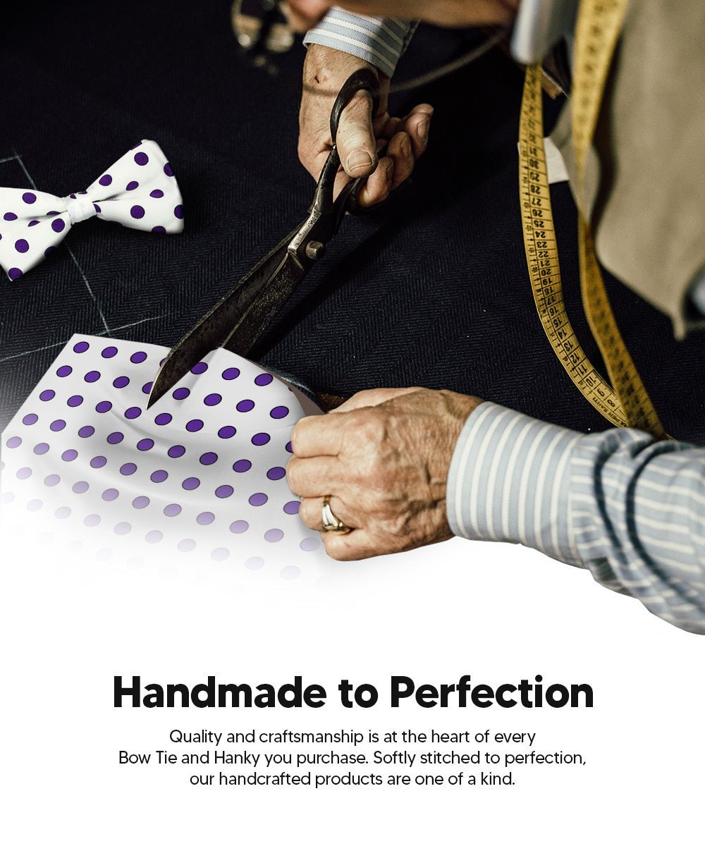 Polka Dot Bow Tie & Pocket Square in a Box (Multipacks) by Vittorio Farina - White and Black/White and Red/White and Purple - Wholesale Bow Tie & Pocket Square by Dubal Brothers