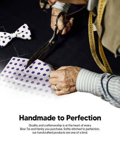 Polka Dot Bow Tie & Pocket Square in a Box (Multipacks) by Vittorio Farina - White and Black/White and Red/White and Purple - Wholesale Bow Tie & Pocket Square by Dubal Brothers
