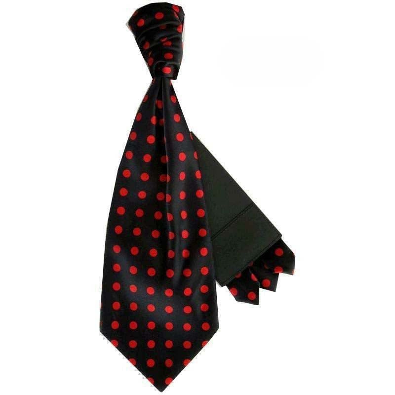 Polka Dot Cravat & Pocket Square by Vittorio Farina (CRAVATS_RED_BLACK) for Independent Retail Stores by Dubal Brothers
