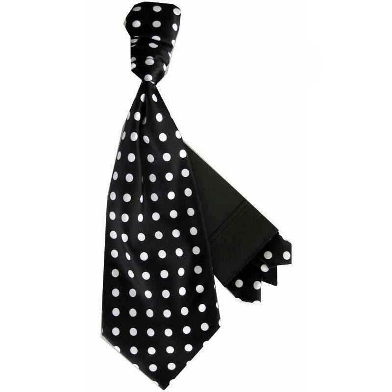 Polka Dot Cravat & Pocket Square by Vittorio Farina (CRAVATS_WHITE_BLACK) for Independent Retail Stores by Dubal Brothers