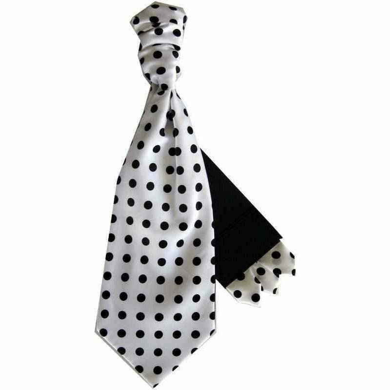 Polka Dot Cravat & Pocket Square by Vittorio Farina (CRAVATS_WHITE_BROWN) for Independent Retail Stores by Dubal Brothers