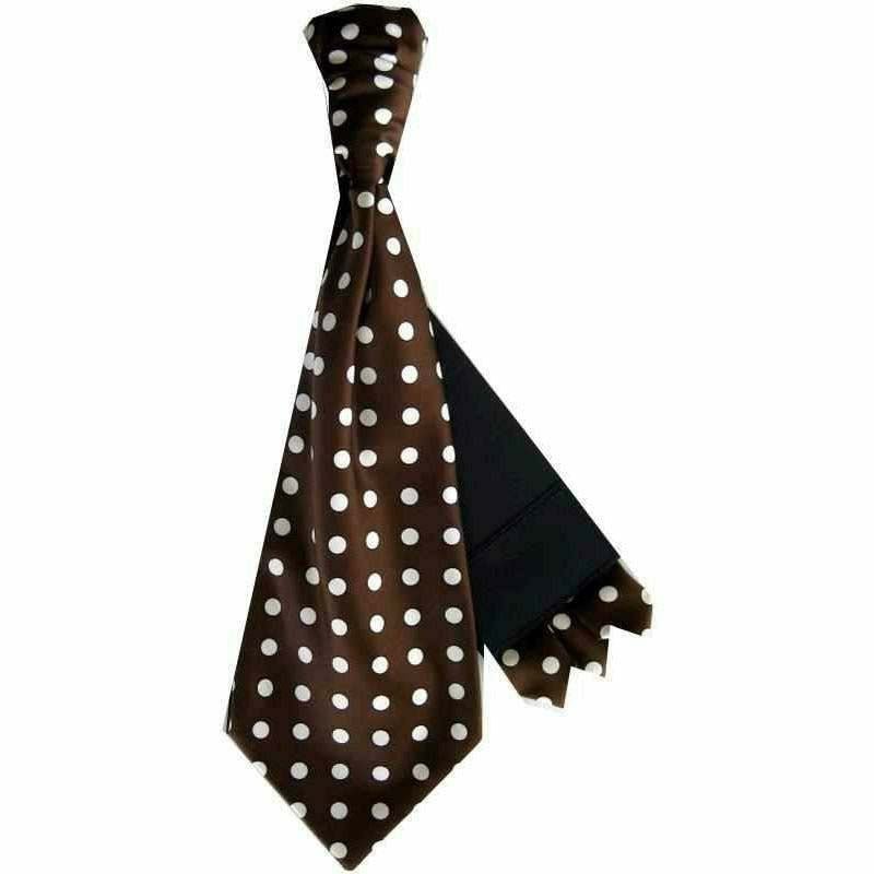 Polka Dot Cravat & Pocket Square by Vittorio Farina (CRAVATS_WHITE_BROWN) for Independent Retail Stores by Dubal Brothers