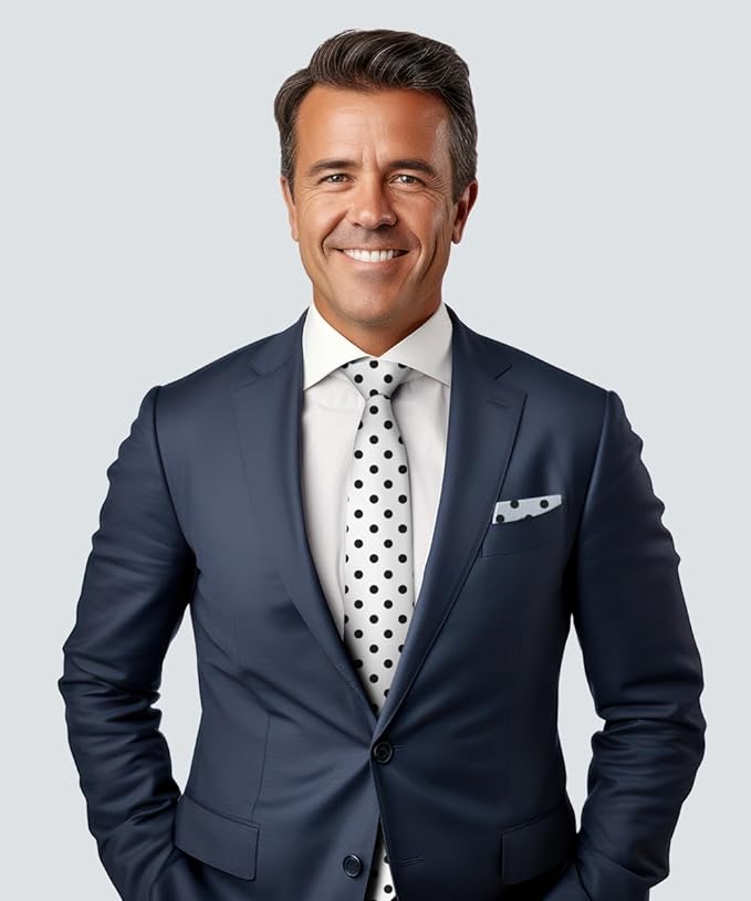 Polka Dot Necktie & Pocket Square by Vittorio Farina (NH - PD_01_BLACK_WHITE) for Independent Retail Stores by Dubal Brothers