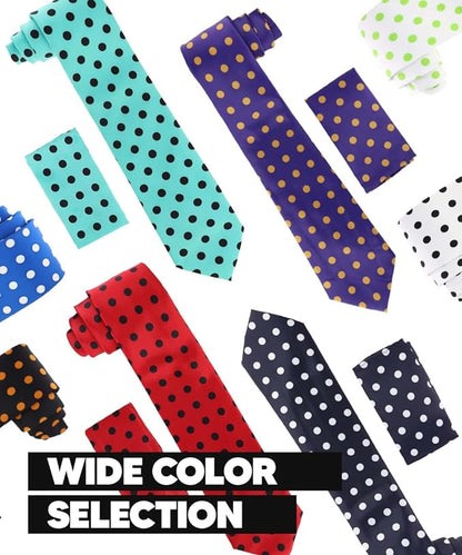 Polka Dot Necktie & Pocket Square by Vittorio Farina (NH - PD_01_BLACK_WHITE) for Independent Retail Stores by Dubal Brothers