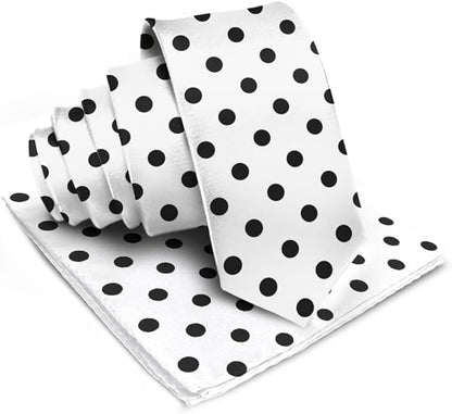 Polka Dot Necktie & Pocket Square by Vittorio Farina (NH - PD_01_BLACK_WHITE) for Independent Retail Stores by Dubal Brothers