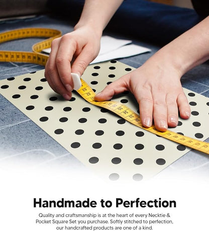 Polka Dot Necktie & Pocket Square by Vittorio Farina (NH - PD_06_BLACK_IVORY) for Independent Retail Stores by Dubal Brothers