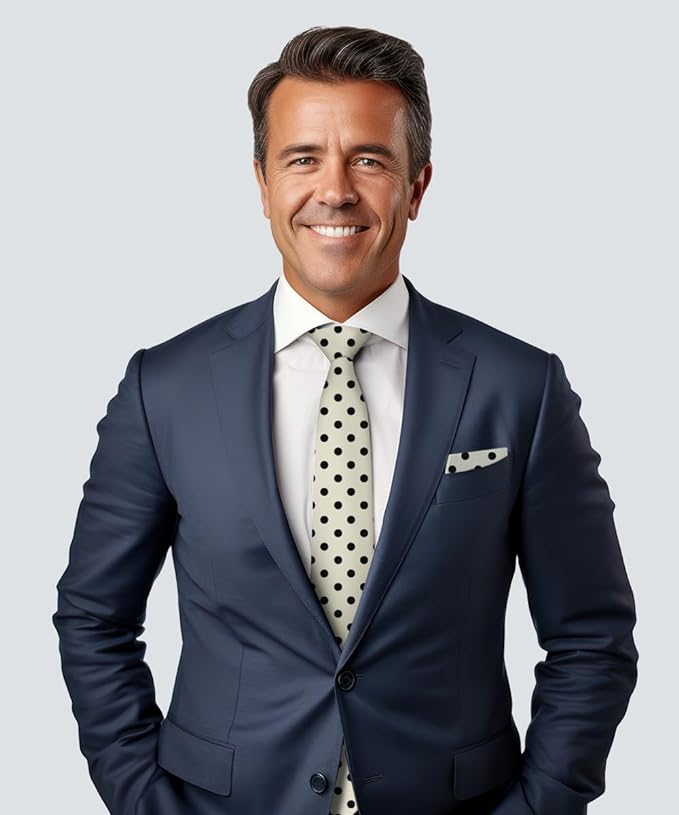 Polka Dot Necktie & Pocket Square by Vittorio Farina (NH - PD_06_BLACK_IVORY) for Independent Retail Stores by Dubal Brothers