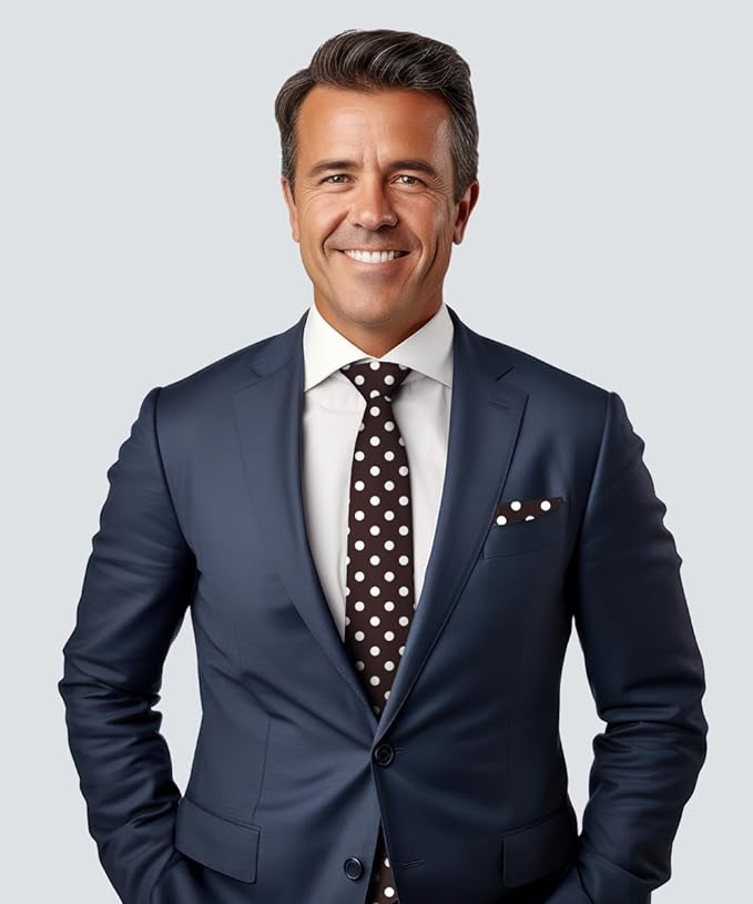 Polka Dot Necktie & Pocket Square by Vittorio Farina (NH - PD_07_IVORY_BROWN) for Independent Retail Stores by Dubal Brothers