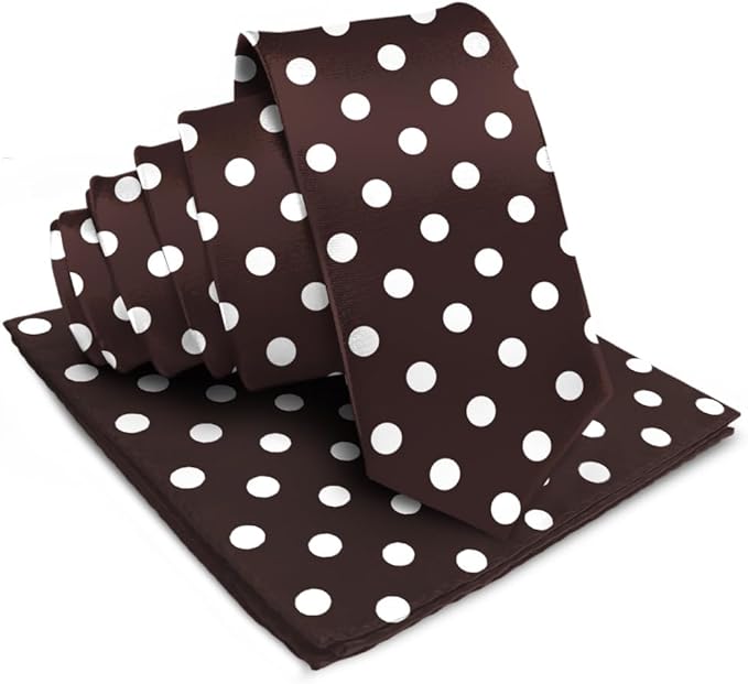 Polka Dot Necktie & Pocket Square by Vittorio Farina (NH - PD_07_IVORY_BROWN) for Independent Retail Stores by Dubal Brothers