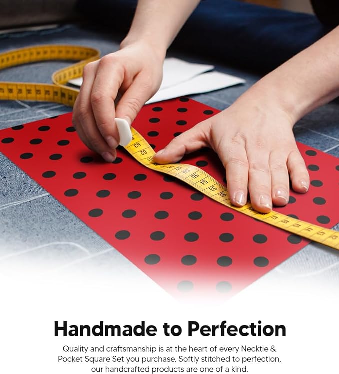 Polka Dot Necktie & Pocket Square by Vittorio Farina (NH - PD_08_BLACK_RED) for Independent Retail Stores by Dubal Brothers