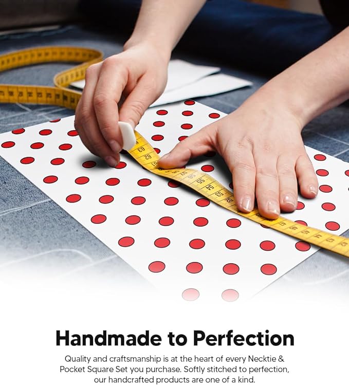 Polka Dot Necktie & Pocket Square by Vittorio Farina (NH - PD_09_RED_WHITE) for Independent Retail Stores by Dubal Brothers