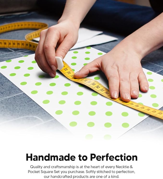 Polka Dot Necktie & Pocket Square by Vittorio Farina (NH - PD_13_LIME_WHITE) for Independent Retail Stores by Dubal Brothers