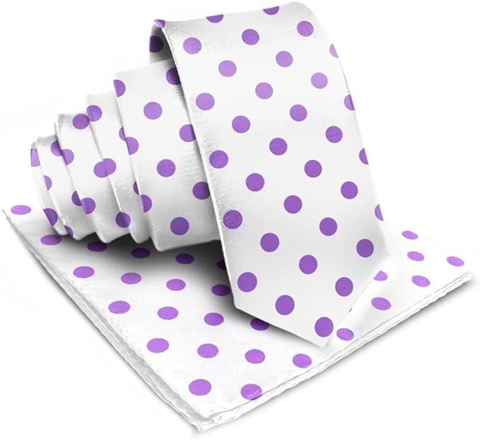 Polka Dot Necktie & Pocket Square by Vittorio Farina (NH - PD_14_PURPLE_WHITE) for Independent Retail Stores by Dubal Brothers