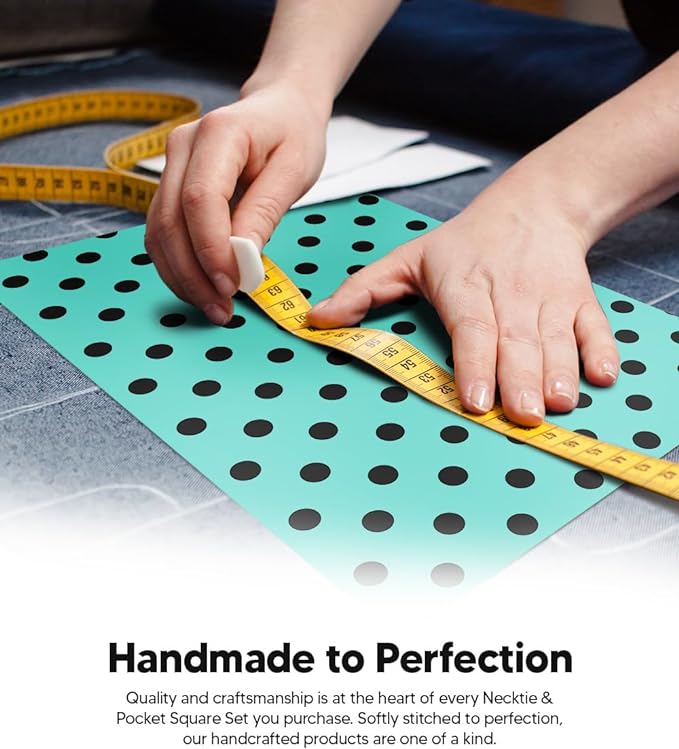 Polka Dot Necktie & Pocket Square by Vittorio Farina (NH - PD_17_BLACK_AQUA) for Independent Retail Stores by Dubal Brothers