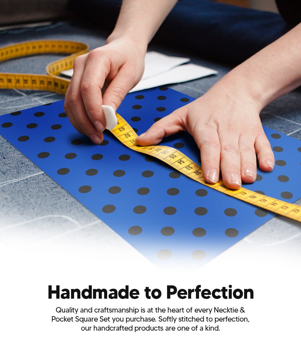 Polka Dot Necktie & Pocket Square by Vittorio Farina (NH - PD_18_BLACK_ROYAL) for Independent Retail Stores by Dubal Brothers