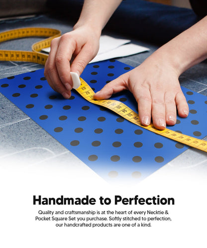 Polka Dot Necktie & Pocket Square by Vittorio Farina (NH - PD_18_BLACK_ROYAL) for Independent Retail Stores by Dubal Brothers