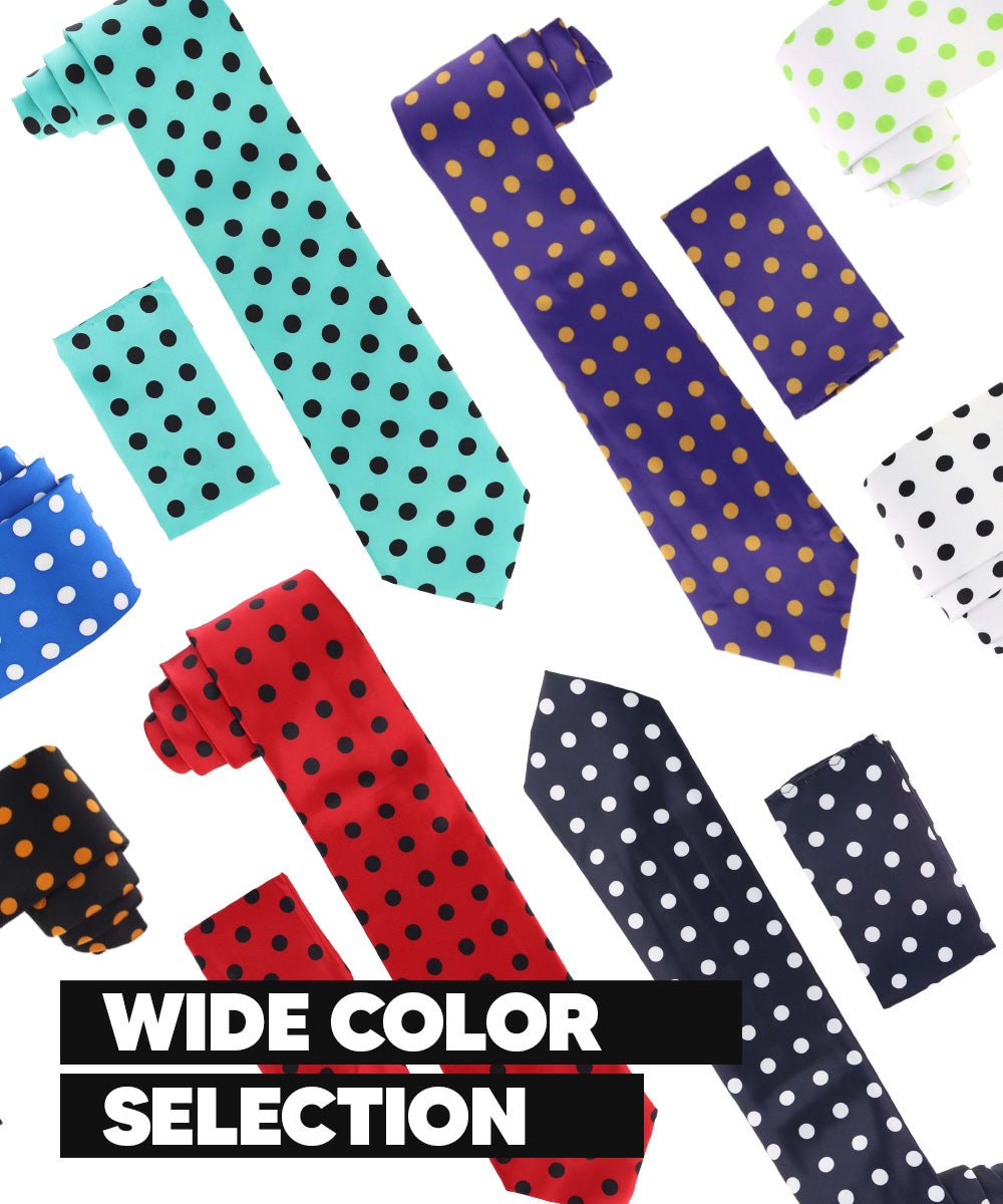 Polka Dot Necktie & Pocket Square by Vittorio Farina (NH - PD_18_BLACK_ROYAL) for Independent Retail Stores by Dubal Brothers