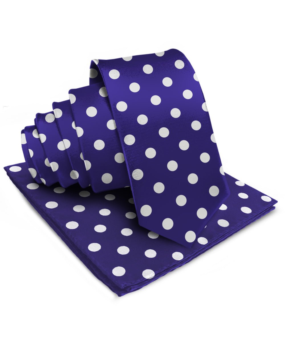 Polka Dot Necktie & Pocket Square by Vittorio Farina (NH - PD_19_WHITE_PURPLE) for Independent Retail Stores by Dubal Brothers