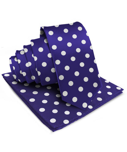 Polka Dot Necktie & Pocket Square by Vittorio Farina (NH - PD_19_WHITE_PURPLE) for Independent Retail Stores by Dubal Brothers