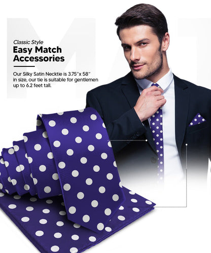 Polka Dot Necktie & Pocket Square by Vittorio Farina (NH - PD_19_WHITE_PURPLE) for Independent Retail Stores by Dubal Brothers