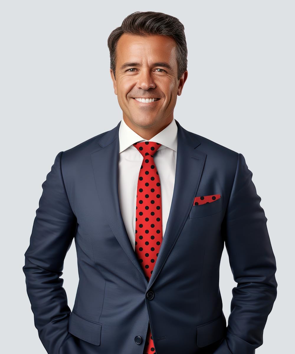 Polka Dot Necktie & Pocket Square (Multipacks) by Vittorio Farina - Red and Black/Red and White/Red and White - Wholesale Necktie & Pocket Square by Dubal Brothers
