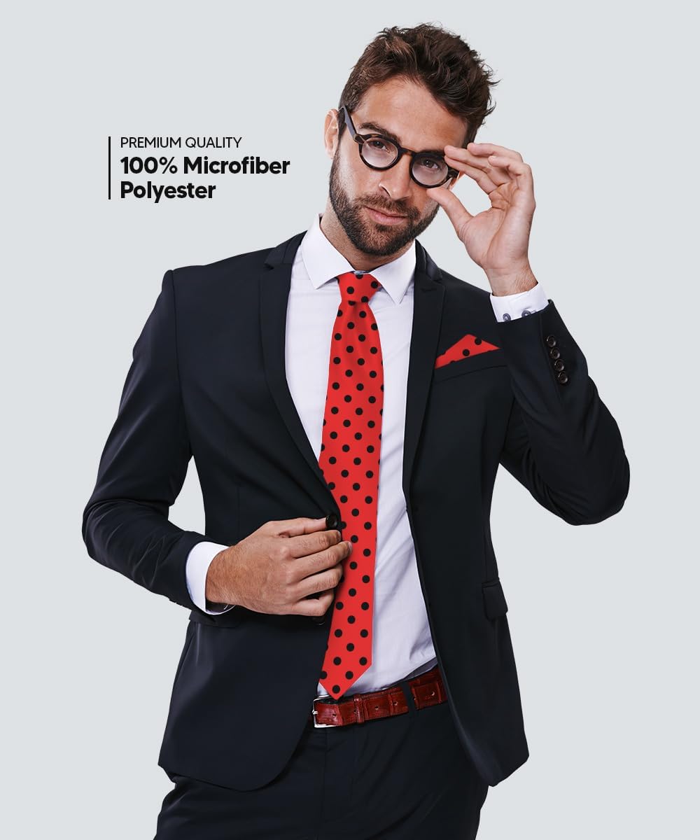 Polka Dot Necktie & Pocket Square (Multipacks) by Vittorio Farina - Red and Black/Red and White/Red and White - Wholesale Necktie & Pocket Square by Dubal Brothers