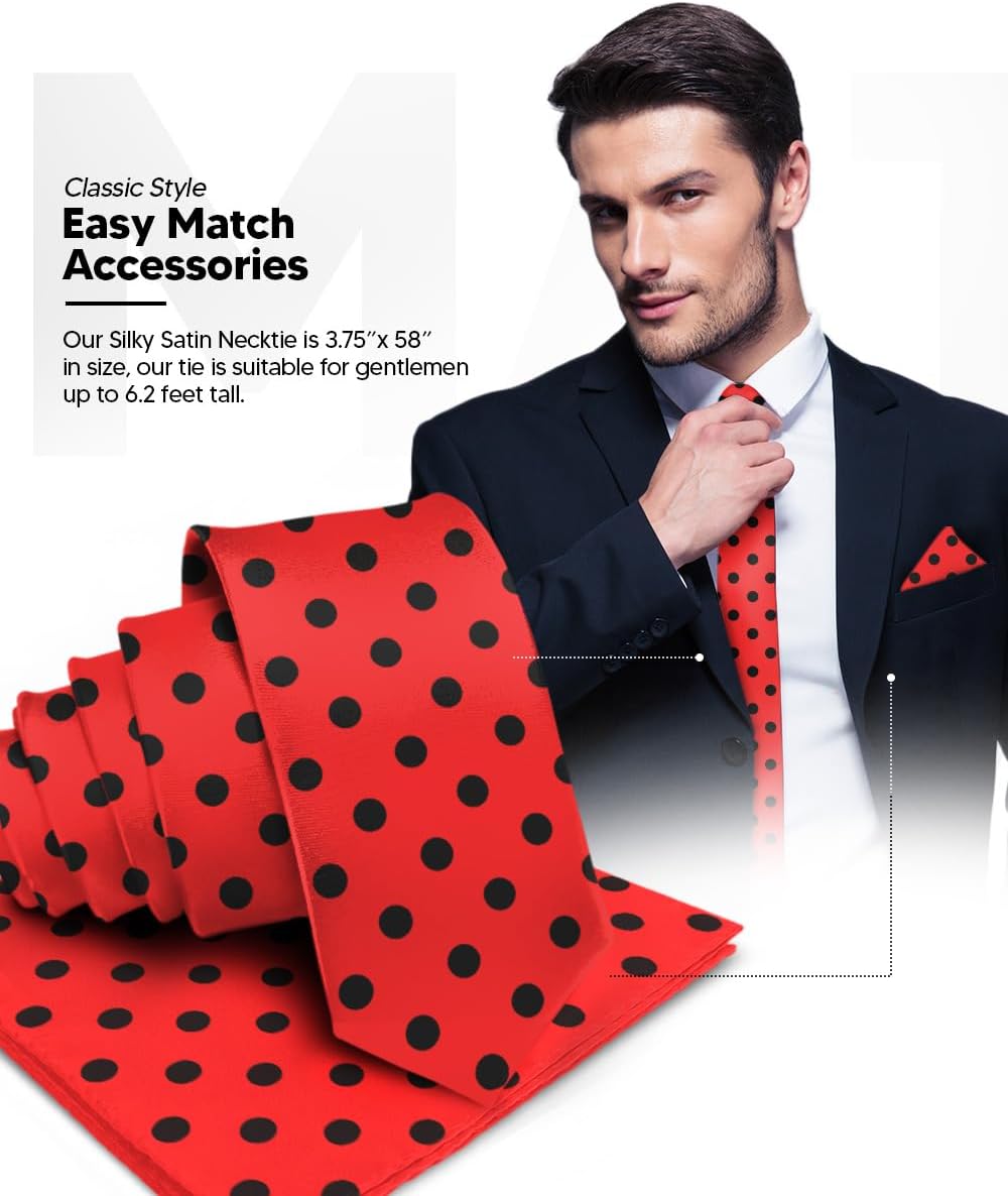 Polka Dot Necktie & Pocket Square (Multipacks) by Vittorio Farina - Red and Black/Red and White/Red and White - Wholesale Necktie & Pocket Square by Dubal Brothers