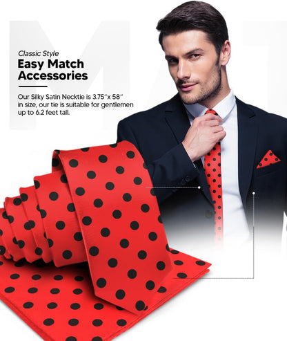 Polka Dot Necktie & Pocket Square (Multipacks) by Vittorio Farina - Red and Black/Red and White/Red and White - Wholesale Necktie & Pocket Square by Dubal Brothers