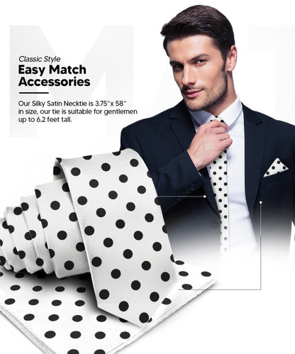 Polka Dot Necktie & Pocket Square (Multipacks) by Vittorio Farina - White and Black/White and Red/White and Hot Pink - Wholesale Necktie & Pocket Square by Dubal Brothers