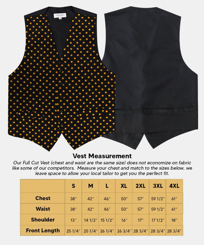 Polka Dot Vest Set (Vest, Bow Tie, Necktie and Pocket Square) by Vittorio Farina (vest_polkadot_BB_blackgold_S) for Independent Retail Stores by Dubal Brothers