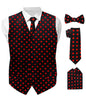Polka Dot Vest Set (Vest, Bow Tie, Necktie and Pocket Square) by Vittorio Farina (vest_polkadot_BB_blackred_S) for Independent Retail Stores by Dubal Brothers