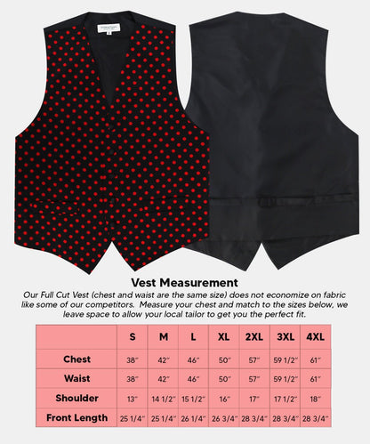 Polka Dot Vest Set (Vest, Bow Tie, Necktie and Pocket Square) by Vittorio Farina (vest_polkadot_BB_blackred_S) for Independent Retail Stores by Dubal Brothers