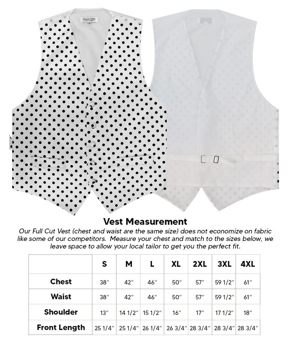 Polka Dot Vest Set (Vest, Bow Tie, Necktie and Pocket Square) by Vittorio Farina (vest_polkadot_WB_whiteblack_S_V03) for Independent Retail Stores by Dubal Brothers
