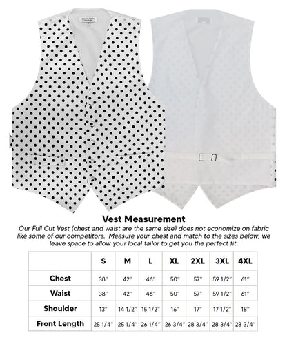 Polka Dot Vest Set (Vest, Bow Tie, Necktie and Pocket Square) by Vittorio Farina (vest_polkadot_WB_whiteblack_S_V03) for Independent Retail Stores by Dubal Brothers