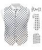 Polka Dot Vest Set (Vest, Bow Tie, Necktie and Pocket Square) by Vittorio Farina (vest_polkadot_WB_whiteblack_S_V03) for Independent Retail Stores by Dubal Brothers