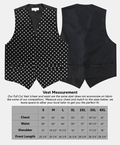 Polka Dot Vest Set (Vest, Bow Tie, Necktie and Pocket Square) by Vittorio Farina (vest_polkadot_WB_whiteblack_S_V03) for Independent Retail Stores by Dubal Brothers