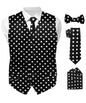 Polka Dot Vest Set (Vest, Bow Tie, Necktie and Pocket Square) by Vittorio Farina (vest_polkadot_WB_whiteblack_S_V03) for Independent Retail Stores by Dubal Brothers