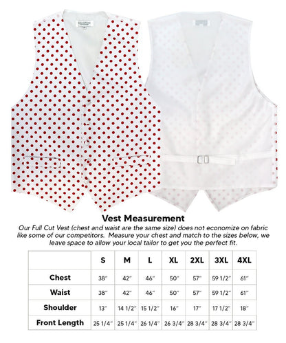 Polka Dot Vest Set (Vest, Bow Tie, Necktie and Pocket Square) by Vittorio Farina (vest_polkadot_WB_whitered_S) for Independent Retail Stores by Dubal Brothers
