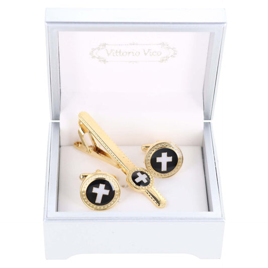 Religious Cufflinks & Tie Bar Set in a Box by Vittorio Vico (CLTB - 448) for Independent Retail Stores by Dubal Brothers