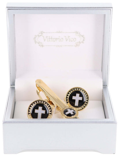 Religious Cufflinks & Tie Bar Set in a Box by Vittorio Vico (CLTB - 448) for Independent Retail Stores by Dubal Brothers