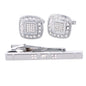 Rhinestone Cufflinks & Tie Bar Set with Silver Setting in a Box by Vittorio Vico (CR - 033) for Independent Retail Stores by Dubal Brothers
